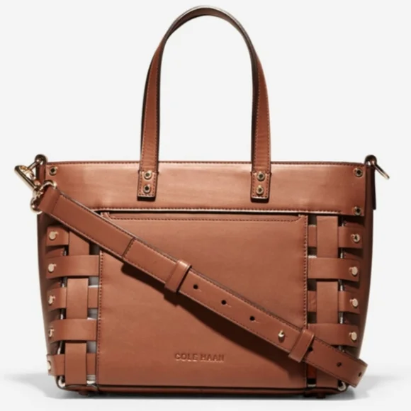 Cole Haan Brown Woven Leather Bag - STUNNING - Picture 4 of 16